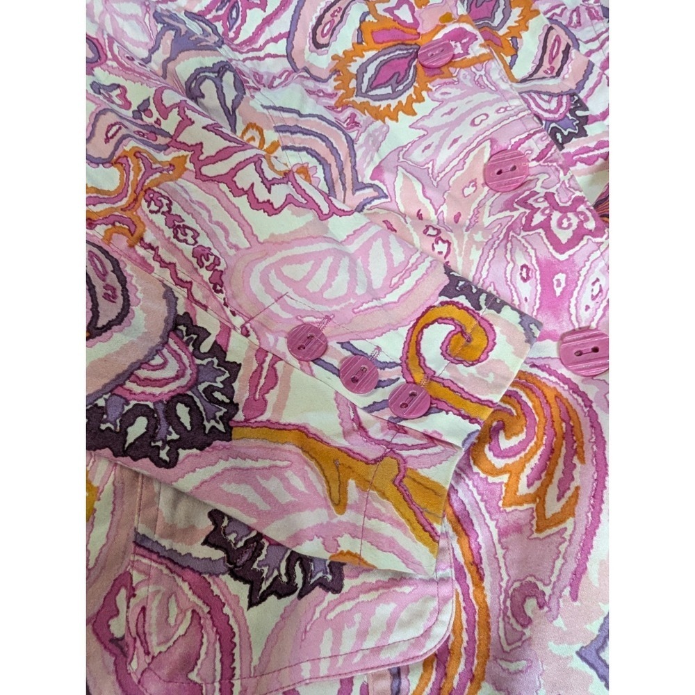 Coldwater Creek Pink Paisley Button Front Jacket Shirt XL Cotton Stretch - Picture 10 of 16
